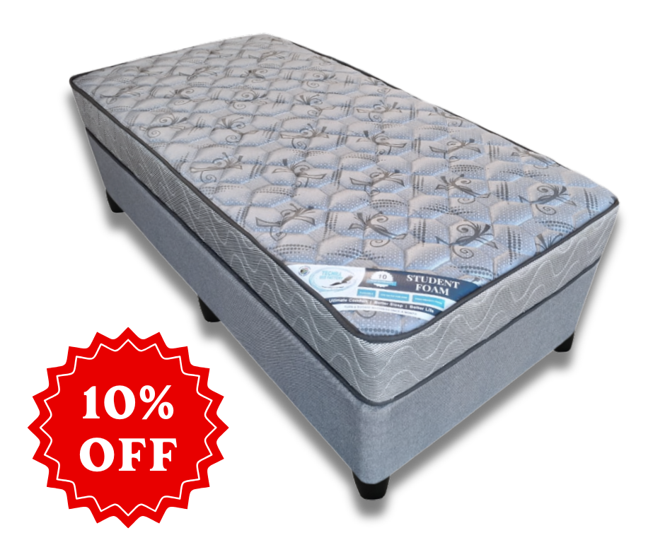 Student Foam Bed Set - Premium Mattress with Base from Techra Bed Factory - Student Accommodation - Just R 1755! Shop now at Techra Bed Factory