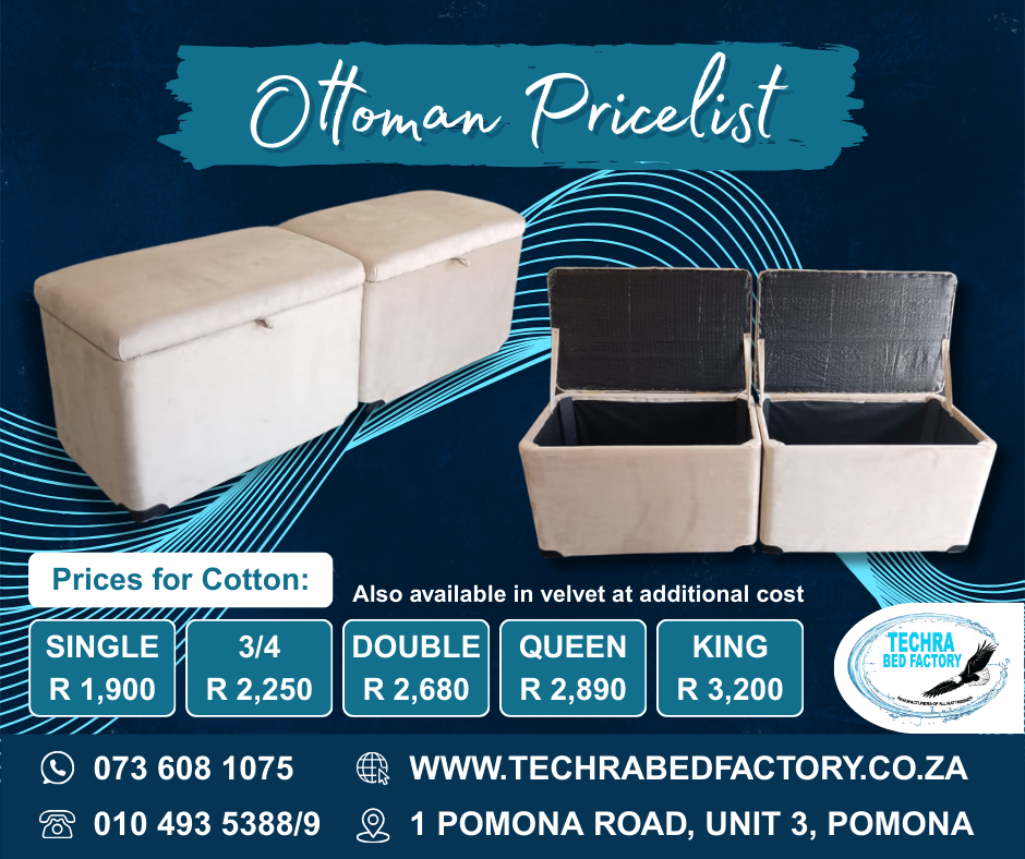 Ottomans - Premium Ottoman from Techra Bed Factory - Just R 1900! Shop now at Techra Bed Factory