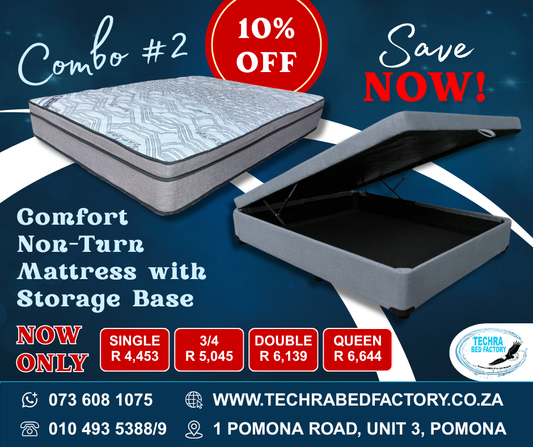 Comfort Non Turn Mattress and Storage Base (Combo 2)