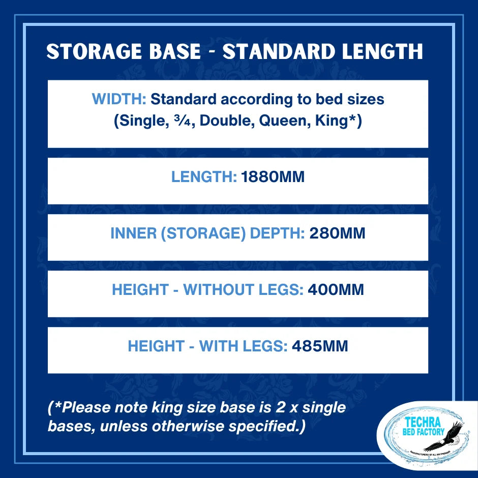 Flip-Top Storage Bed Base - Standard Length