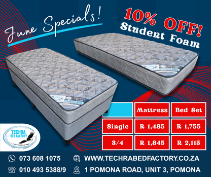 Student Foam Mattress Only - Premium Medium - Firm comfort from Techra Bed Factory - Just R 1485! Shop now at Techra Bed Factory 