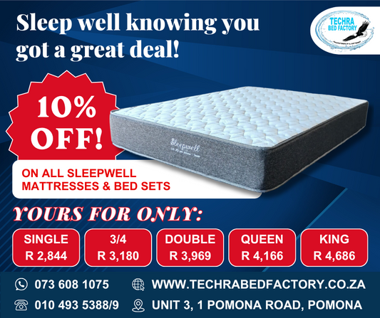 Sleepwell Mattress - Premium Medium - Firm comfort from Techra Bed Factory- Sleepwell Mattress - Just R 3092! Shop now at Techra Bed Factory 