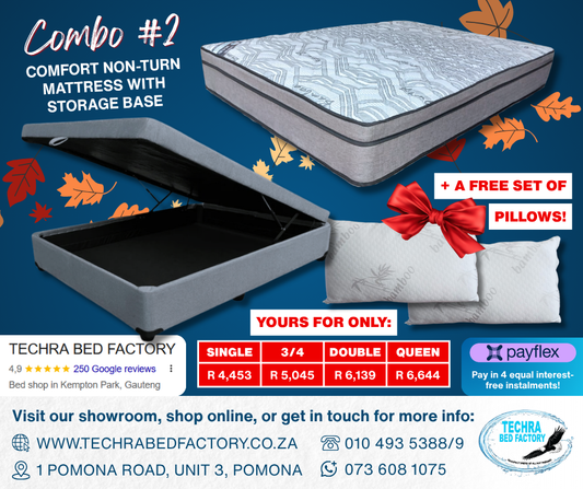 Comfort Non Turn Mattress and Storage Base (Combo 2)