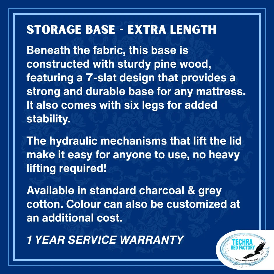 Flip-Top Storage Bed Base - Extra Length