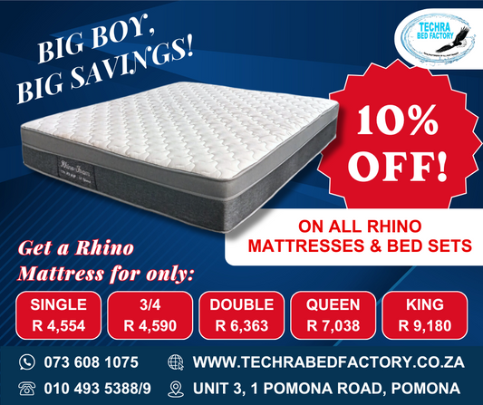 Rhino Mattress - Premium Firm comfort from Techra Bed Factory- Rhino Mattress - Just R 5060! Shop now at Techra Bed Factory 