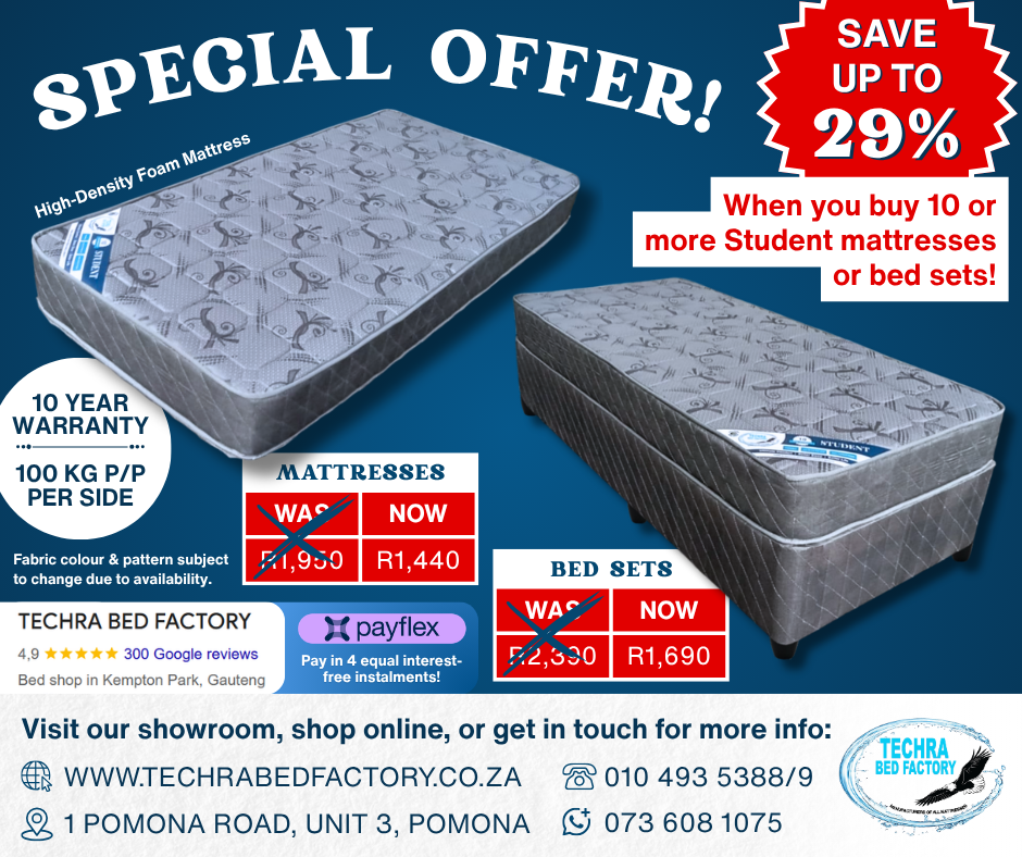 Student Foam Bed Set - SPECIAL OFFER WHEN YOU BUY 10 OR MORE!
