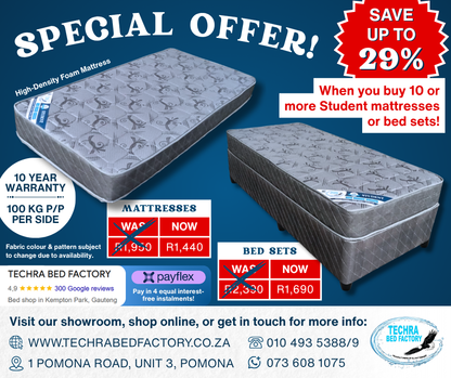 Student Foam Bed Set - SPECIAL OFFER WHEN YOU BUY 10 OR MORE!